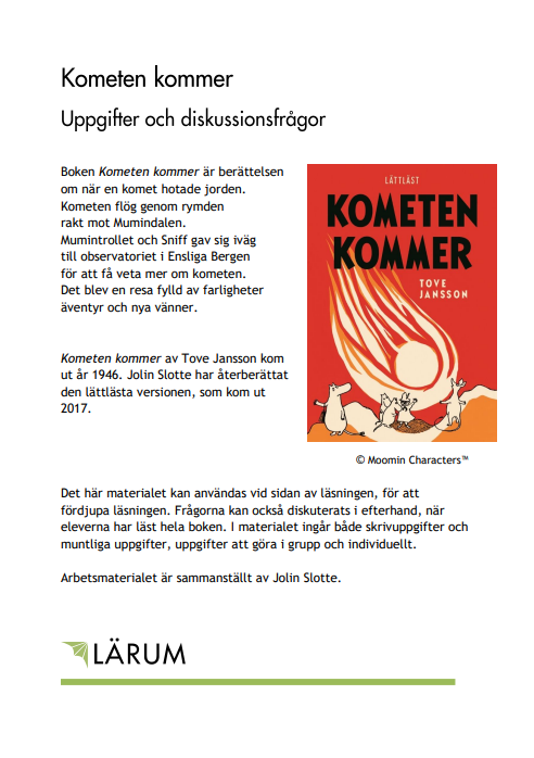 Pärmbilden för Arbetsmaterial till Kometen kommer